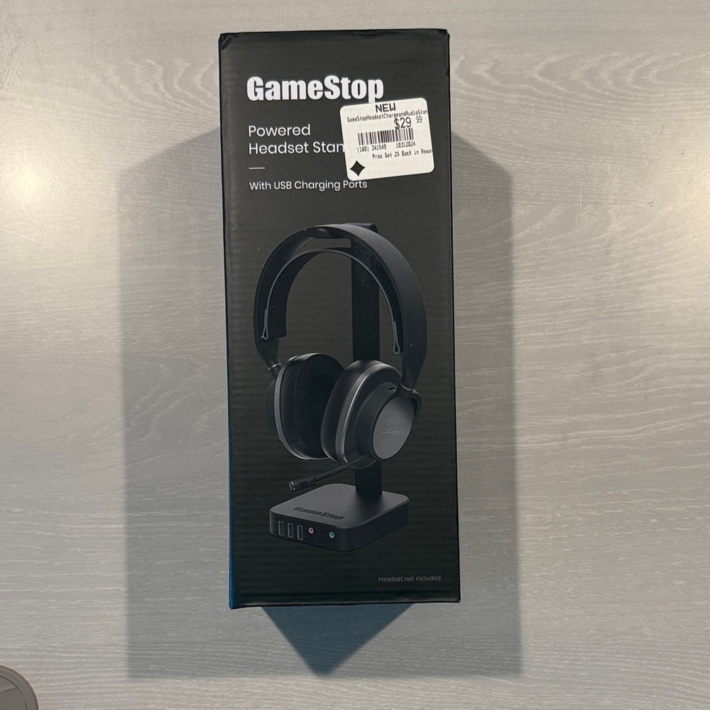 Black Powered Headset Stand with USB Charging Ports - NWT